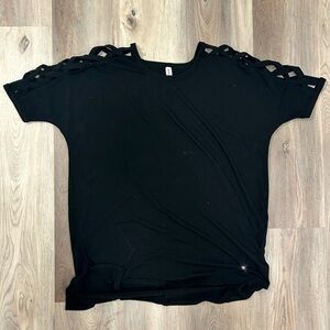 Black top with cut out sleeves